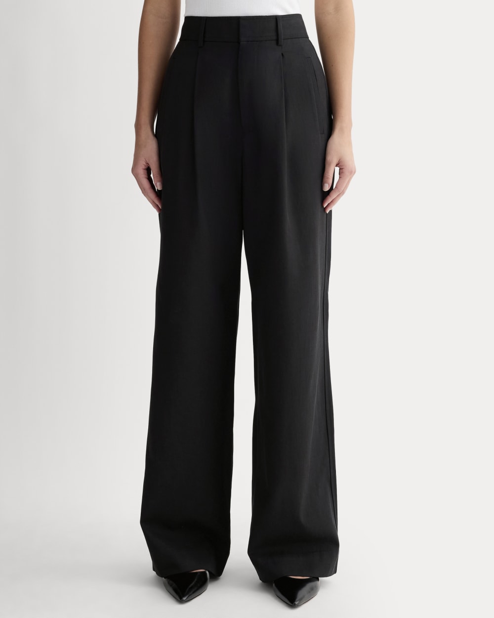 The Pleated Wide-Leg Pant | Black | 32" Inseam