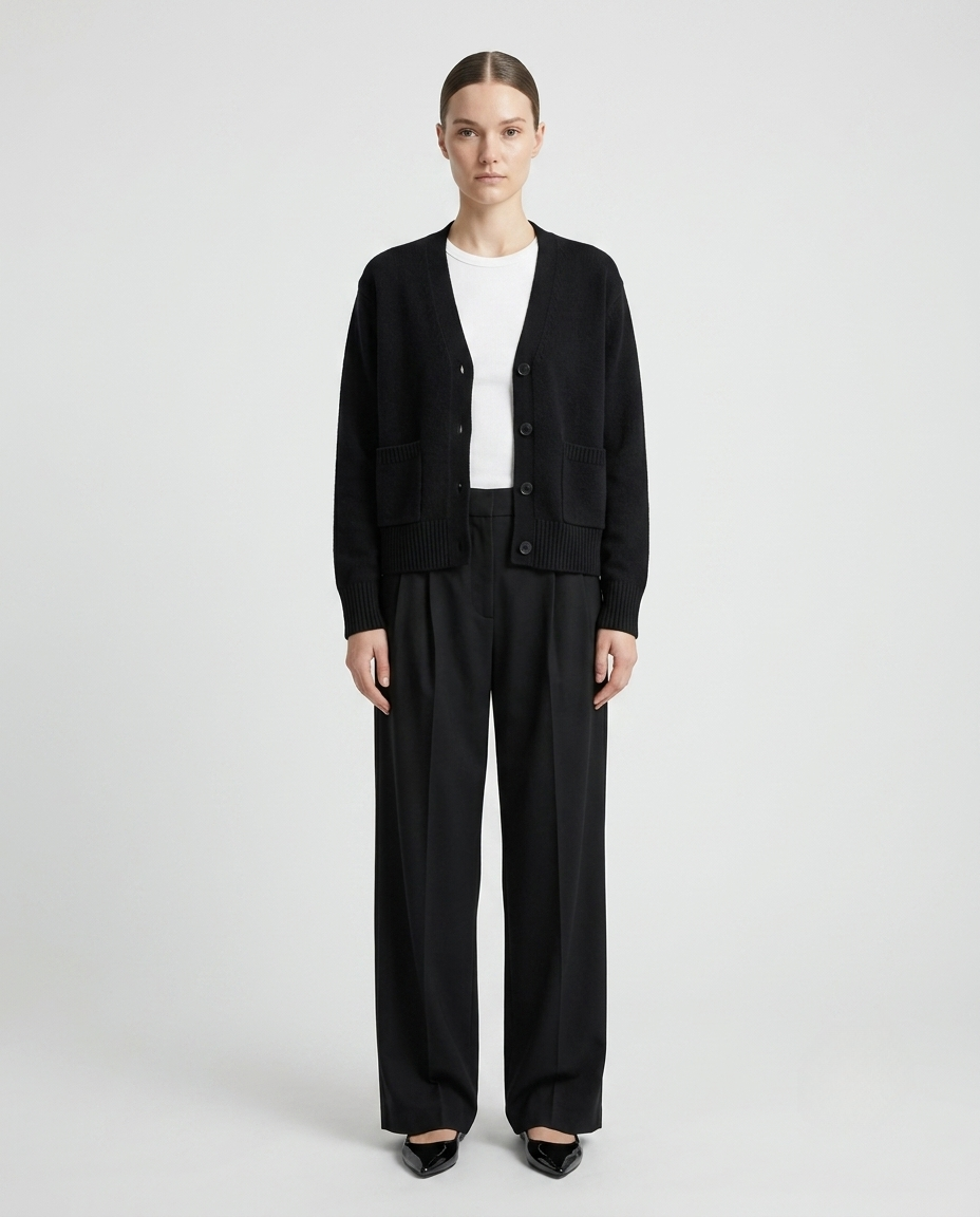 The Pleated Wide-Leg Pant | Black | 32" Inseam