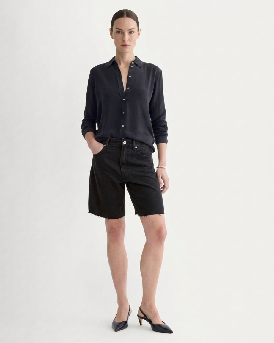 The Relaxed Denim Short | Washed Black